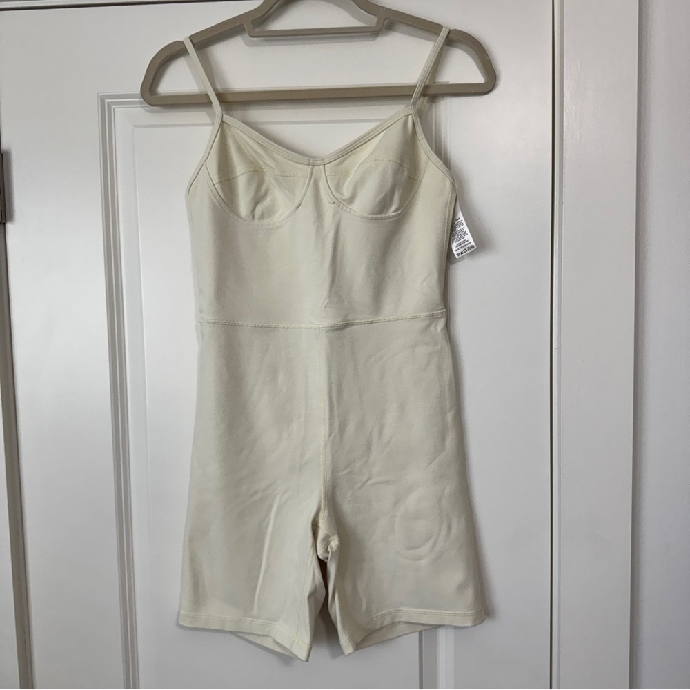 Wilfred Free Medium Buttery Yellow Fitted Romper ~ Biker Bustier Athleisure